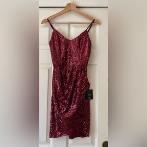 NWT - Lulus Burgundy Mini Sequin Dress - Size XS/S